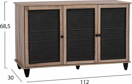 Wooden Shoe Organizer with 2 Shelves Sonama / Black 112x30x68.5cm