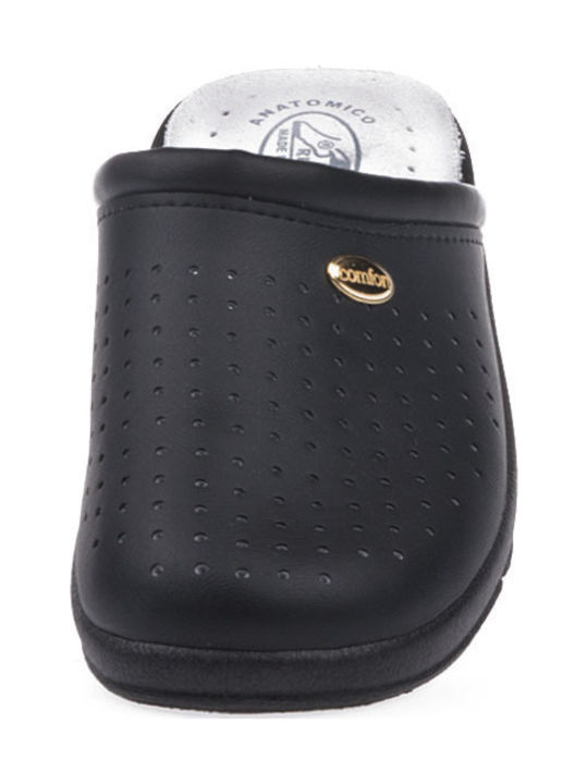 Max Relax Women's Leather Anatomic Clogs Black