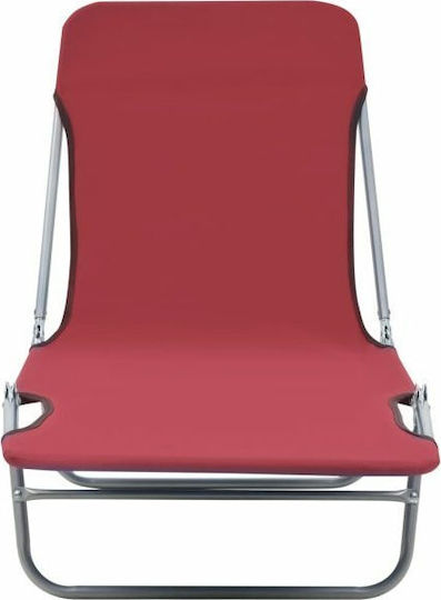 vidaXL Șezlonguri de Plajă Roșii Pliabile din Oțel 182x56x24.5cm 2 Bucăți