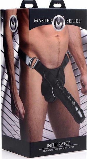 XR Infiltrator Hollow Strap On Harness with Dildo 25cm in Black Color