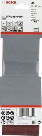 Bosch X440 Sanding Belt K60 75x457mm Set 3pcs