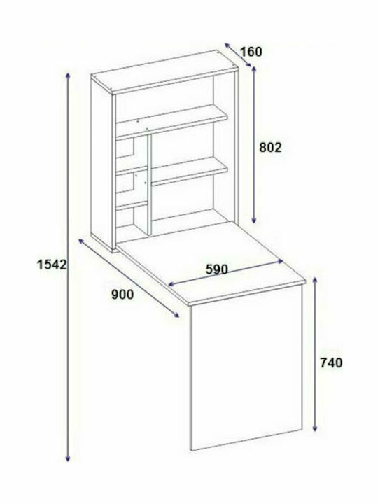 Γραφείο Ravin Ξύλινο με Βιβλιοθήκη Λευκό 63x90x154εκ.
