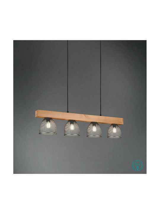 Trio Lighting Cestino Ρυθμιζόμενο Κρεμαστό Φωτιστικό Ασημί Ράγα για 4 Λαμπτήρες E14 75x150εκ.