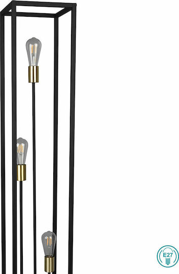 Trio Lighting Vito Vintage Floor Lamp H153xW25cm. with Socket for Bulb E27 Black