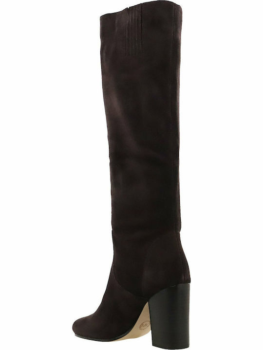 Suede High Heel Women's Boots with Rubber Leigh Black