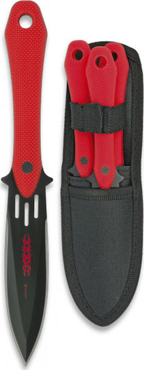 Albainox Throwers 3pcs Cuțit Roșu în Toc Set 3buc