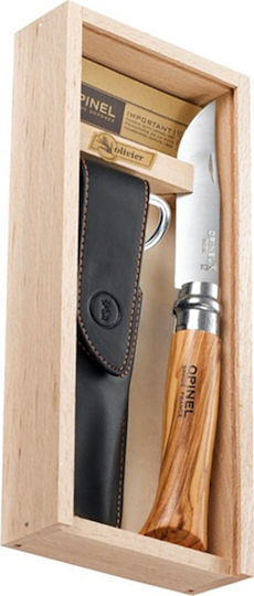 Opinel Νο.08 Σουγιάς Olive σε Δερμάτινη Θήκη
