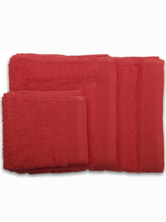 Sunshine 3pc Bath Towel Set Chimbouri 21 Red Weight 500gr/m²