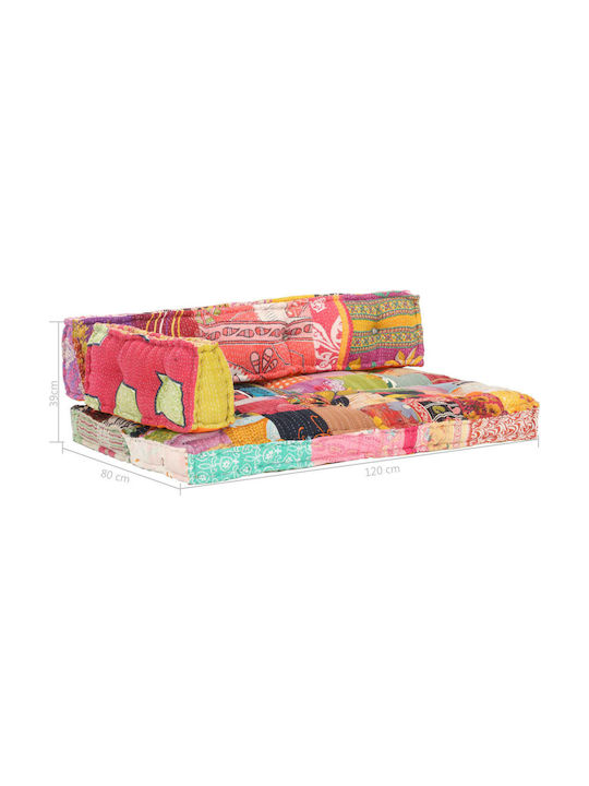 vidaXL Multicolour Pallet Sofa Cushion with Backrest 3 Pieces 120x80cm