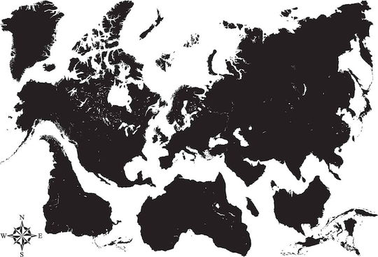 Dekorativer Aufkleber Wand Black Map L 1Stück 70x70cm Ango Dekorativer Aufkleber Wand Black Map L 1Stück 70x70cm Ango