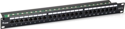 Roline Пач панел за рафт 1U 19" 24 порта cat6 Черен
