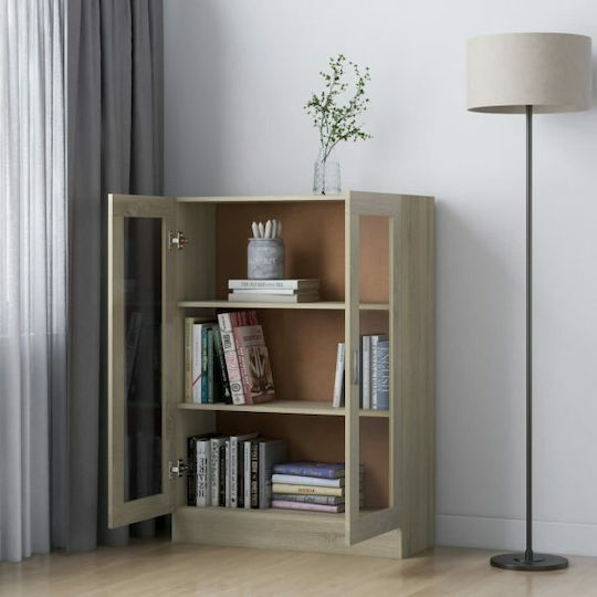 Living Room Display Cabinet Made of Particle Board with Windowed Sonoma Oak 82.5x30.5x115cm