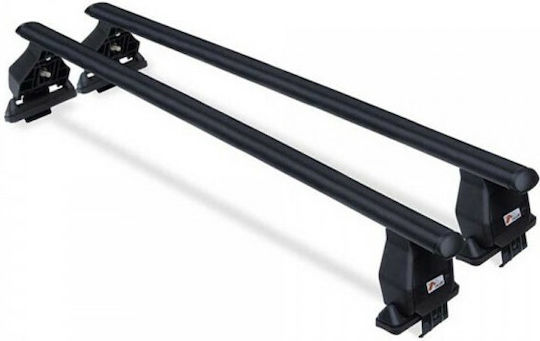 Menabo Metallic Car Roof Bars 112cm for Alfa Romeo Alfa 156 5D 5D 2000-2005 Set with Roof Rack Legs Black
