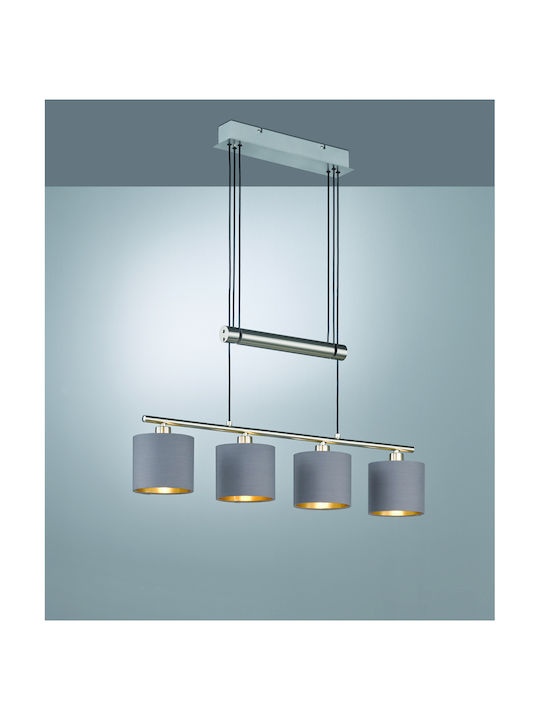 Trio Lighting Garda Pendant Chandelier Rail for 4 Bulbs E14, E.14 Gray