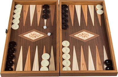 Manopoulos 3 Σε 1 Χειροποίητο Σκάκι / Τάβλι από Ξύλο Laminate Βελανιδιάς Κλαδί Ελιάς με Πούλια 48x52cm