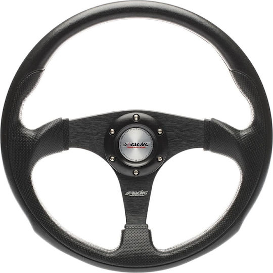 Simoni Racing Τιμόνι Αυτοκινήτου Barchetta Evo Δερμάτινο Τριάκτινο με Διάμετρο 32cm Ασημί/Μαύρο
