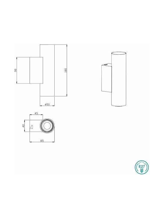 Trio Lighting Vannes Modern Lamp Wall with Socket E27 Black 5x5cm