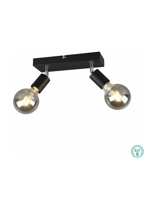 Trio Lighting Vannes Διπλό Σποτ με Ντουί E27 σε Μαύρο Χρώμα