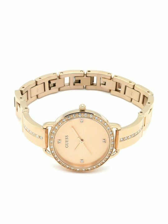 Guess Women's Watch with Pink Gold Metal Bracelet