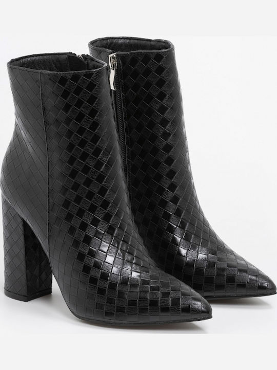Basket Weave Ghete Dama Cu Toc Înalt Negre