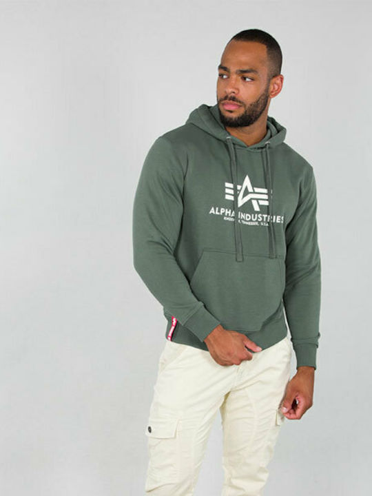 Alpha Industries Basic Men's Sweatshirt with Hood & Pockets Green