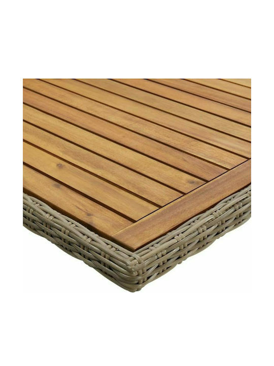 Garten- und Terrassentisch aus Akazie mit Rattanrahmen in Brauntönen 200x100x74cm