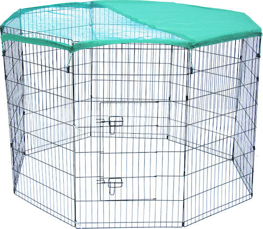 Glee Foldable Park Dog Octagon XL 122x61x8εκ. made of Metal in Black Color 122 x 61 x 122cm