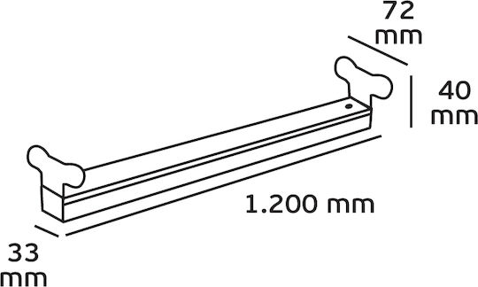 VK Lighting Lighting Batten with 2 Slots for LED Lamps T8 36W 120cm