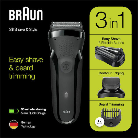 Braun Series 3 Negru S6503228 Foil Aparat de Ras Electric Față Reîncărcabil
