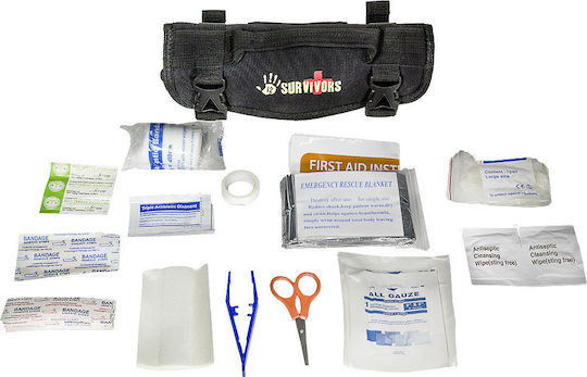 12 Survivors Mini First Aid Rollup Θήκη Επιβίωσης με Γάζες & Κουβέρτα