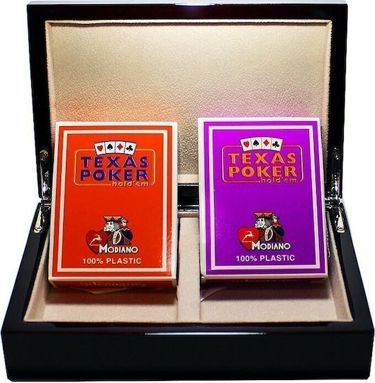 Modiano Las Vegas Set Playing Cards 2pcs Laminated in Wooden Box