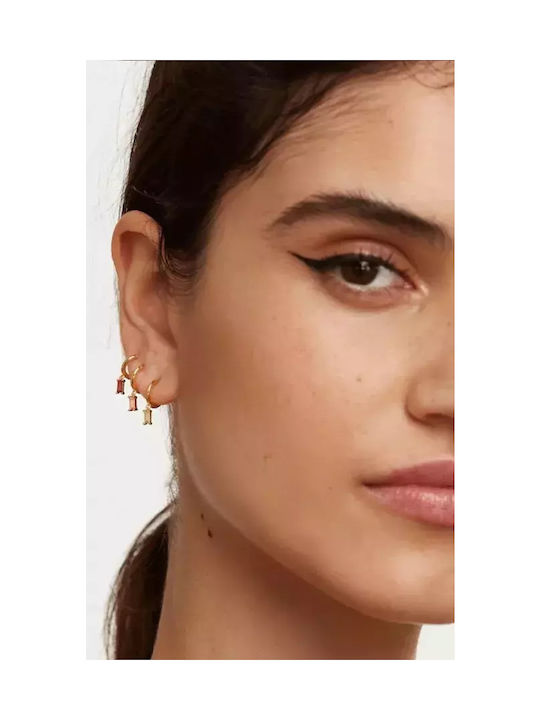 P D Paola Nectar 3 Set Set Earrings Hoops made of Silver Gold Plated with Stones