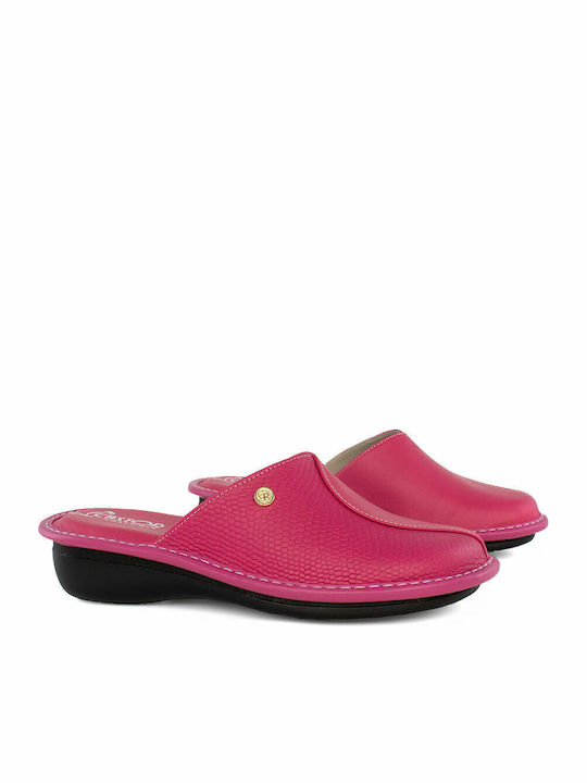 Lederne Winter Damen Hausschuhe Fuchsie
