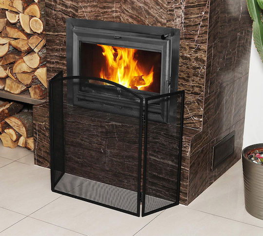 Kaminer 8787 Metallic Fireplace Screen with 3 Panels 61x28x76.5cm Black
