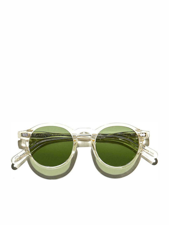 Moscot Miltzen Women's Sunglasses with Transparent Plastic Frame and Green Lens