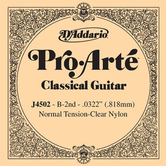 Daddario Single Nylon String for Classic Guitar Pro-Arté Classical Single 2nd Normal Tension .032"