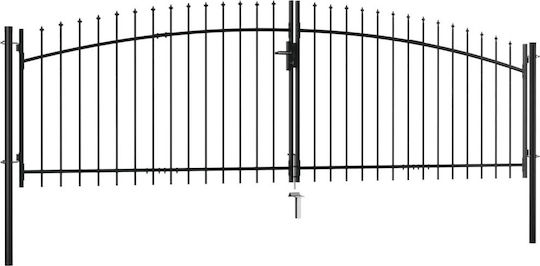 vidaXL Metal Fence Gate with Spears in Black Color 2.0x4.0m