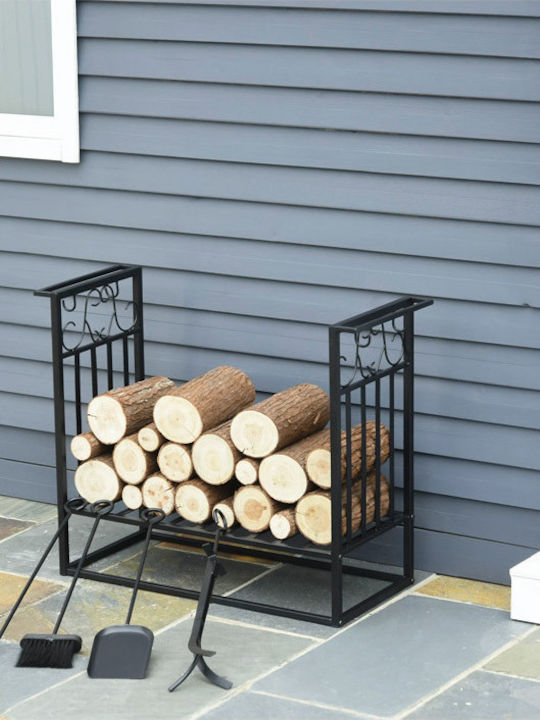 HomCom Metallisch Regal Holzlagerung 75x30x60cm