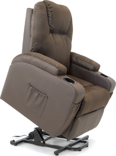 Camilla Relaxsessel Friseurwaschbecken mit Fußhocker aus Kunstleder Braun 80x90x108cm