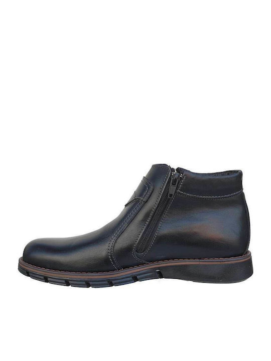 Cabrini 704 Men's Leather Boots with Zipper Black