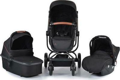 Cangaroo Ellada 3 in 1 Adjustable 3 in 1 Baby Stroller Suitable for Newborn Black 15kg