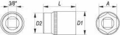 Yato Socket Hex with Square Drive 3/8" Diameter 18mm
