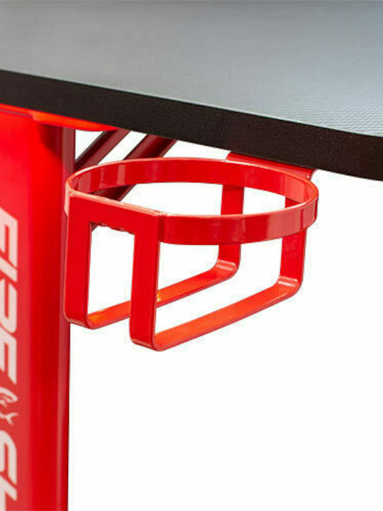 Spielbüro Fire Shadow Holz Rot mit Metallbeinen, LED & USB-Anschlüssen 128.5x60x75cm