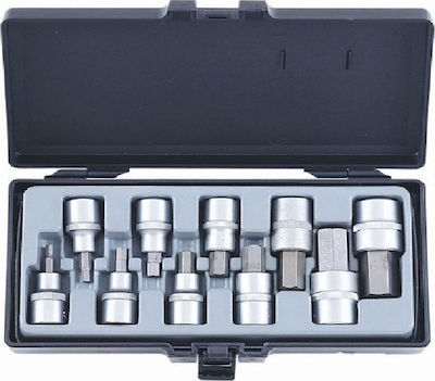 Force Bit-Stecknüsse mit Bits Allen und Antriebsvierkant 1/2'' Set 10Stück