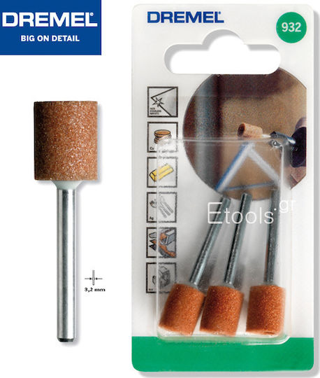 Dremel 932 Grinding Stone with Shaft 9.5mm 3pcs 26150932JA