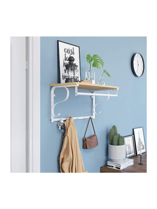 Vasagle Metal Wall Hanger with 5 Slots White 60x31.7x30cm 1pc
