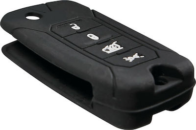 Silicone Car Key Cover Case Type-2 with 4 Buttons for Jeep Black L0157.3