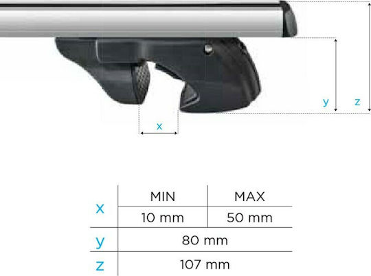 Menabo Sherman 120cm. for Cars with Factory Bars (with Roof Rack Legs and Lock) Black