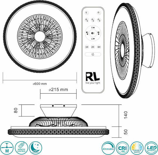 Trio Lighting Harstad Deckenleuchte 60cm mit Leuchte Matt Weiß
