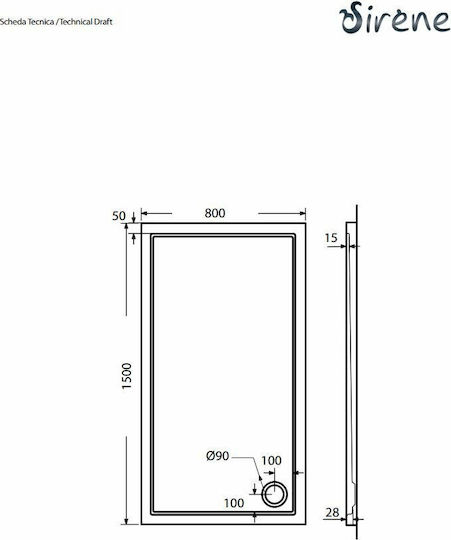 Sirene Extra Flat Ορθογώνια Ακρυλική Ντουζιέρα 150x80cm Λευκή